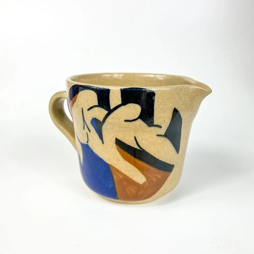 Vintage Itzcoatl Mexico Creamer Pitcher Abstract Pair